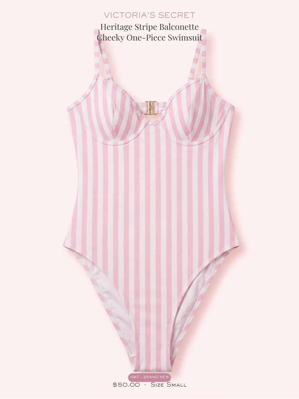 Victoria's Secret Pink & White Stripe Balconette One-Piece Swimsuit
